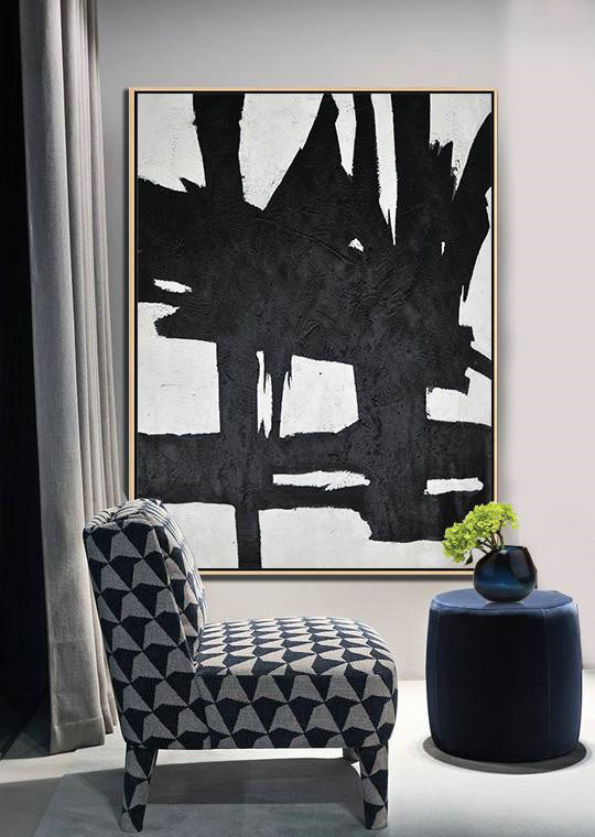 Extra Large Canvas Art,Black And White Minimal Painting On Canvas - Wall Art Ideas For Living Room